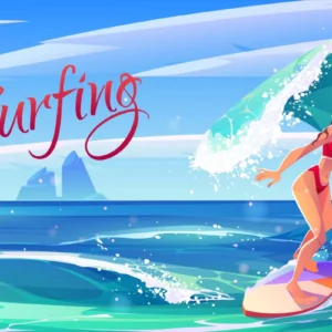 ToF Behang sport jong surf meisje op golf