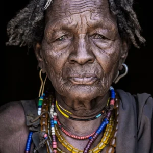 ToF Fotobehang cultuur portret van oude vrouw van Arbore-stam