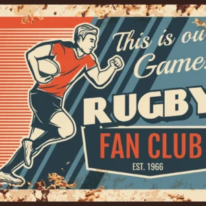 ToF Behang sport rugbyspeler die met quancobal in de hand loopt