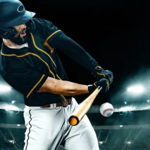 ToF Behang sport professionele honkbalspeler slaat bal in grote arena