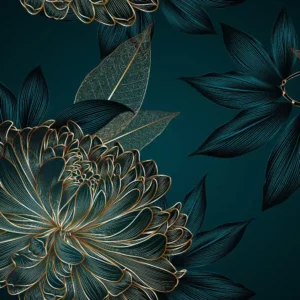 ToF Behang bloemen chrysanten en bladeren X
