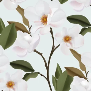 ToF Behang bloemen vintage in roze met bladeren