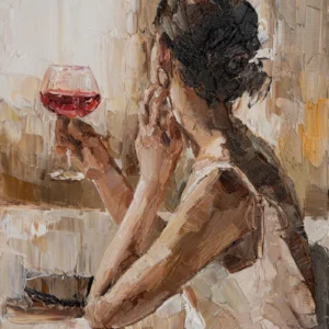 Tof Behang vrouw met wijnglas