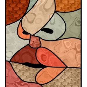 ToF Behang kunst tekening abstract mozaïekgezicht