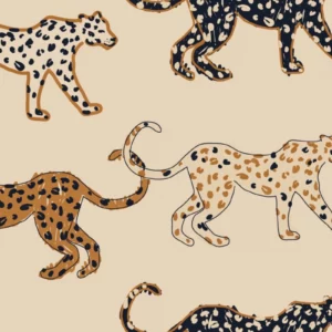ToF Behang boho handgetekend abstract patroon met luipaarden