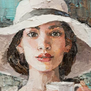 Tof Behang vrouw met kopje in hand close-up