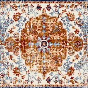 ToF Behang vintage blauw-oranje tapijt