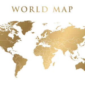 ToF Behang wereldkaart in goud