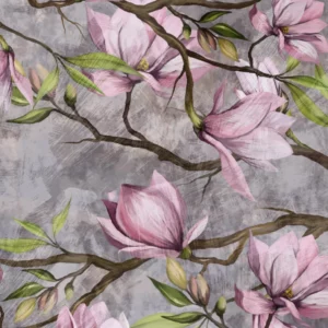 ToF Behang bloemen magnoliatak op gestructureerde achtergrond