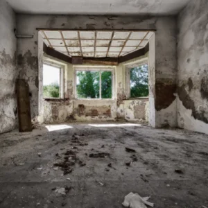 ToF Fotobehang industrieel lege vernielde kamer in verlaten gebouw