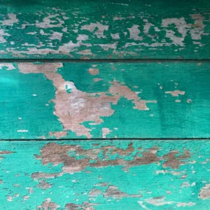 ToF Behang blauwgroen verf afbladderend op hout