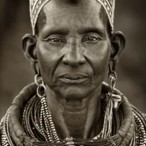 ToF Fotobehang cultuur oude Samburu-vrouw met traditionele halsketting