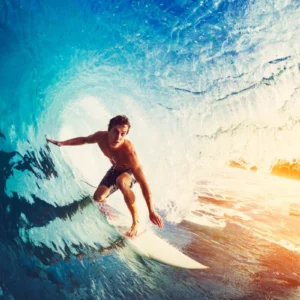 ToF Behang sport surfer op een hoge heldere golf