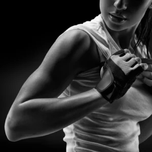 ToF Behang sport Zwart-wit jonge vrouw in fitnesskleding fitness
