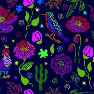 ToF Behang bohemian bloemen borduurpatroon met vogels