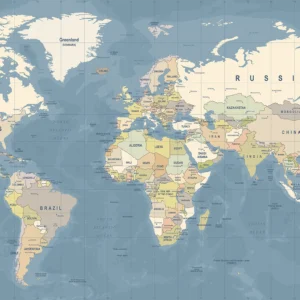 ToF Behang wereldkaart gedetailleerd
