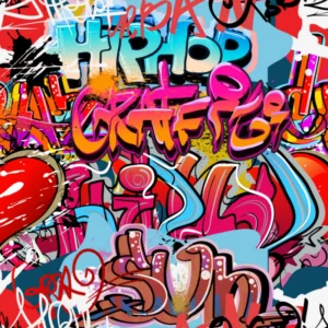 ToF Behang graffiti gekleurde teksten
