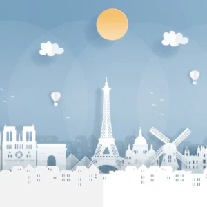 ToF Behang skyline wereld bezienswaardigheden getekend