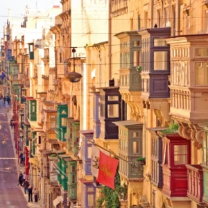 ToF Fotobehang steden gekleurde huisjes in Malta