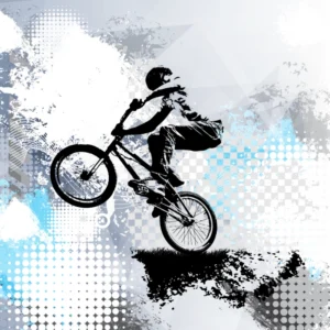 ToF Behang bmx met grijs met blauwe achtergrond