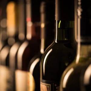 ToF Behang eten en drinken wijnflessen close-up