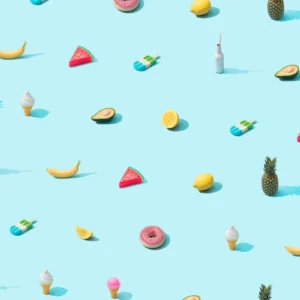 ToF Behang zomer print met blauwe achtergrond