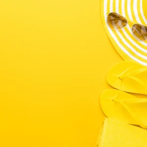 ToF Behang zomer gele hoed, slippers en handdoek