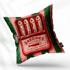 ToF Sierkussen dieren sardines blik vintage rood