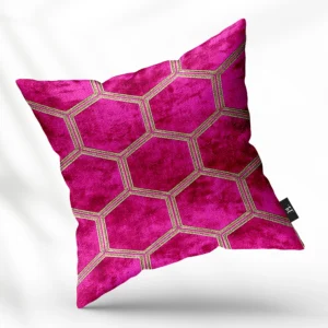 ToF Sierkussen Hotel Chique Hexagon Fluweel Roze