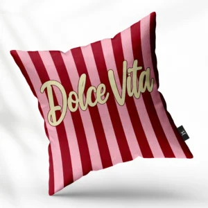 ToF sierkussen tekst dolce vita roze strepen